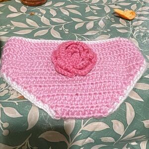 Pink Crochet Baby Bib with Flower